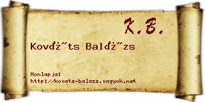 Kováts Balázs névjegykártya